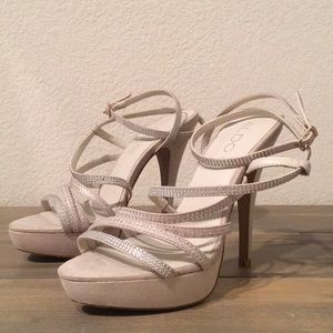 Strappy champagne/gold heels